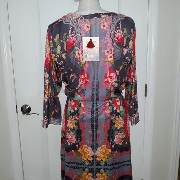 Johnny Was Floral Wrap Midi Dress - Multicolor - Picture 5 of 7